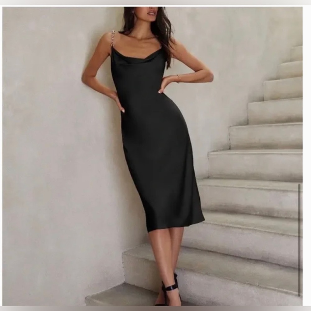 L'Agence Amina Cowl Neck MIDI Dress NWT 12 Retail $395